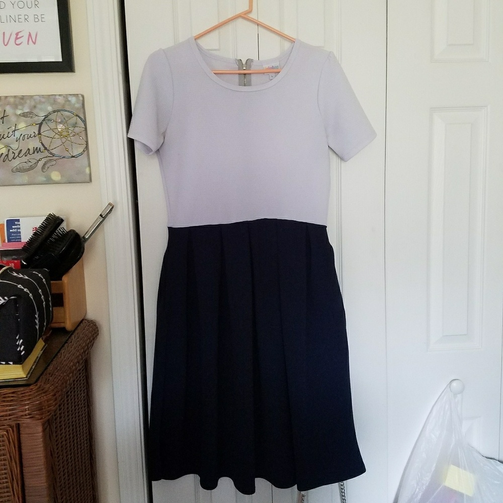 White & Navy Amelia Dress